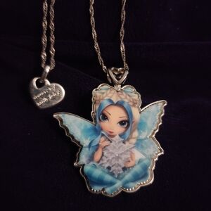 Brand New, Acrylic, Blue Winter Fairy Pendant Necklace
